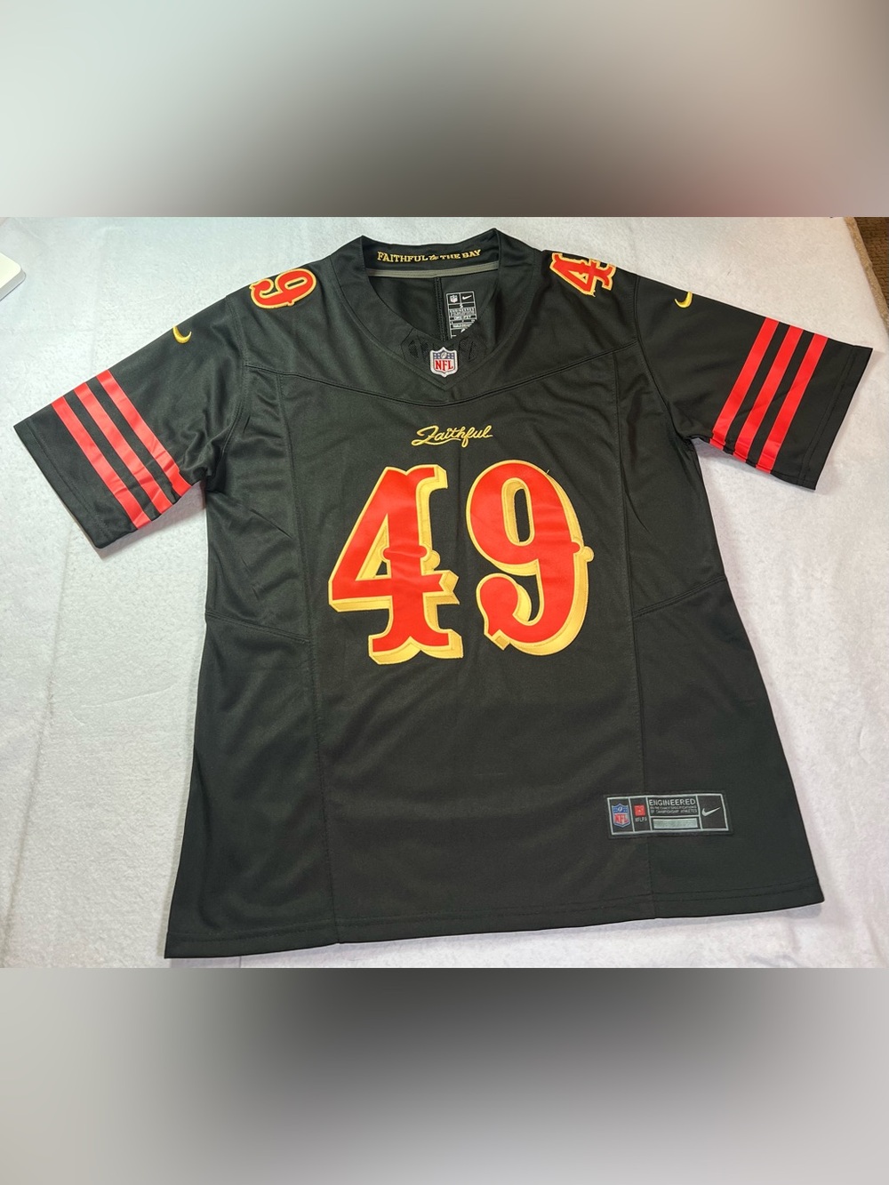 Nike Dri-Fit Men’s SF 49ers Faithful  Jersey Rivalries Collection,Black/Gold, S